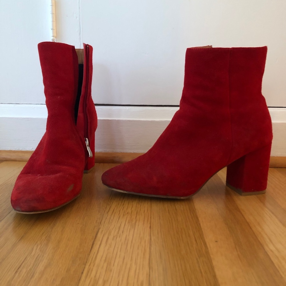 red ankle booties